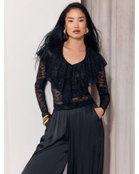 Lipsy - Lace Ruffle Long Sleeve Top - Lyst