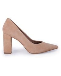 OFF THE HOOK - Brandy Suede Leather Pointed Toe Block Heel Shoes - Lyst