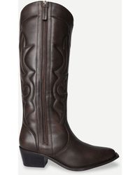 OFF THE HOOK - Vega Leather Western Knee High Boots With Cuban Heels - Lyst