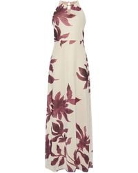 M Com - Printed Mesh Halter Maxi Dress - Lyst