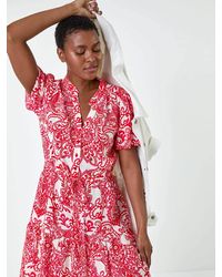 Roman - Floral Print Frill Hem Shirt Dress - Lyst