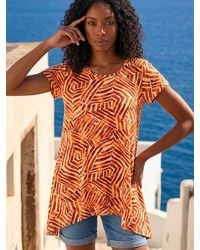 Roman - Abstract Print Hanky Hem Tunic Top - Lyst
