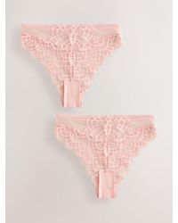 Next - High Rise High Leg Lace Knickers 2 Pack - Lyst