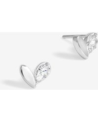 Simply Silver - Sterling 925 Polished And Crystal Heart Stud Earrings - Lyst