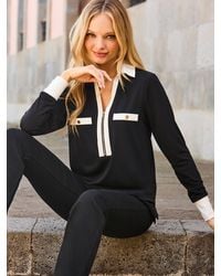 Sosandar - Contrast Trim Zip Front Top - Lyst