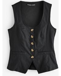 Threadbare - Scoop Neck Longline Linen Blend Waistcoat - Lyst