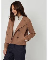 Threadbare - Faux Wool Cropped Trench Coat - Lyst