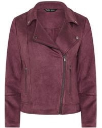 M Com - Petite Faux Suede Biker Jacket - Lyst
