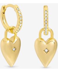 Jon Richard - Tone Cubic Zirconia Heart Hoop Earrings - Lyst