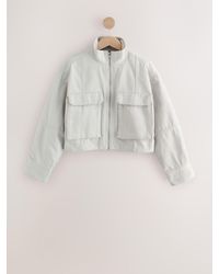 Next - Funnel Neck Zip Through Boxy Denim Jacket - Lyst