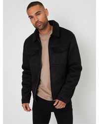 Threadbare - Faux Suede Borg Lined Aviator Jacket - Lyst