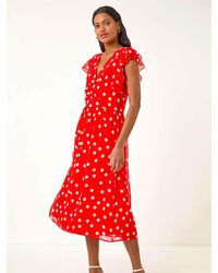 Roman - Spot Frill Fit & Flare Dress - Lyst
