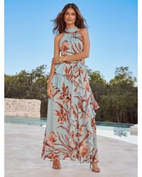 Lipsy - Halter High Neck Floral Ruffle Trapeze Maxi Dress - Lyst