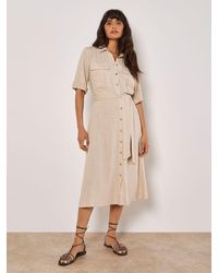 Apricot - Midi Utility Dress With A Touch Of Linen - Lyst