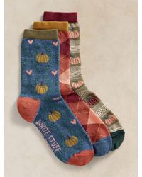 White Stuff - Pumpkin Season Ankle Socks 3 Pack - Lyst