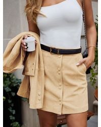 Lipsy - Mini Suede Double Popper Skirt - Lyst