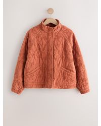 Next - Embroidered Funnel Neck Quilted Jacket - Lyst