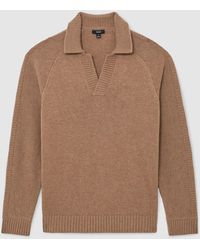 Reiss - Wool-Blend Open-Collar Jumper - Lyst