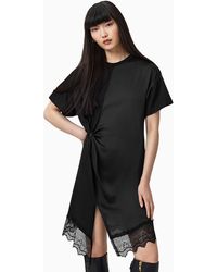 AllSaints Mila Lace Panelled Frill Trim Maxi Dress, in Black | Lyst