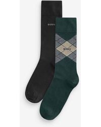 BOSS - Argyle Logo Socks 2 Pack - Lyst