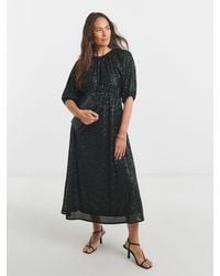 JD Williams - Linear Sequin Puff Sleeve Midi Dress - Lyst