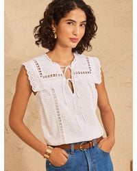 Love & Roses - Ivory Bib Detail Shell Top - Lyst
