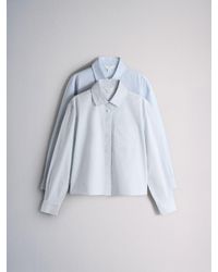 The Set - 2 Pack Long Sleeve Cropped Shirts Light/ Stripe - Lyst