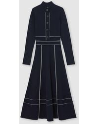Reiss - Knitted Petite Contrast Stitch Midi Dress - Lyst