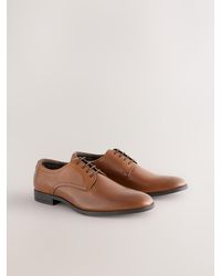 Next - Standard Fit Leather Plain Derby Shoes - Lyst