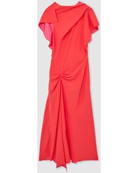 Reiss - Petite Asymmetric Draped Midi Dress - Lyst