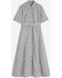 Boden Clara Linen Blend Shirt Dress- Chambray, Embroidered in Blue | Lyst Boden Clara Linen Blend Shirt Dress- Chambray, Embroidered in Blue | Lyst