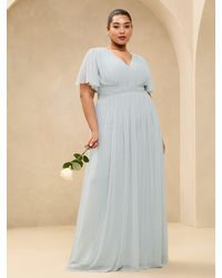 Lipsy - Curve Short Sleeve Trim Mesh Maxi Bridesmaid Dress - Lyst