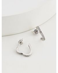 Next - Pave Heart Hoop Earrings - Lyst