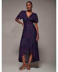 Jolie Moi - Angel Sleeve Mesh Frill Wrap Maxi Dress - Lyst