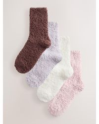 Next - Neutral/Blush Tonal Teddy Fleece Cosy Socks 4 Pack - Lyst