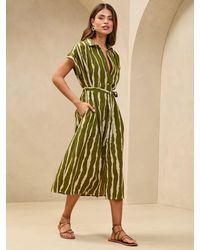 Lipsy - Petite Short Sleeve Linen Look Button Down Midi Shirt Dress - Lyst