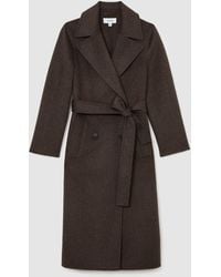 Reiss - Petite Double-Breasted Blind-Seam Coat Wool-Blend With Cashmere - Lyst