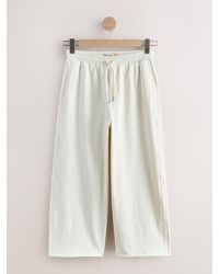 Next - Ecru Denim Jersey Wide Leg Cropped Joggers - Lyst