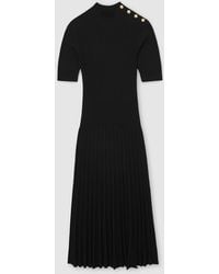 Reiss - Petite Button-Detail Knitted Midi Dress - Lyst