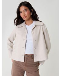 Threadbare - Faux Suede Peter Pan Collar Cropped Jacket - Lyst
