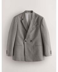 Next - N. Premium Loose Fit Double Breasted Wool Blend Check Suit Jacket - Lyst