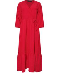 M Com - 3/4 Sleeve Wrap Tiered Dress - Lyst