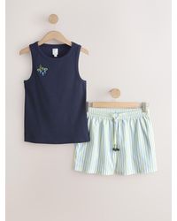 Next - Rib Vest And Woven Short Pyjamas Set - Lyst