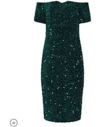 M Com - Petite Sequin Velvet Notch Neck Shift Dress - Lyst