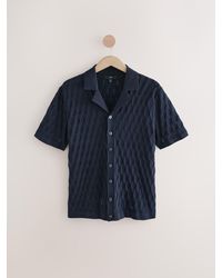 Next - Regular Fit 100% Cotton Short Sleeve Cuban Collar Knit Pointelle Shirt - Lyst
