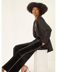 Roman - Velvet Diamante Side Trim Trousers - Lyst