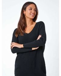 Roman - Animal Print Tie Back Longline Jumper - Lyst