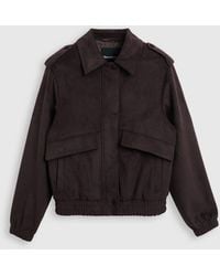 Threadbare - Chocolate Faux Suede Collared Bomber Jacket - Lyst