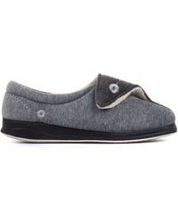 Pavers - Wide Fit Ladies Touch Fasten Full Slippers With Permalose Sole - Lyst