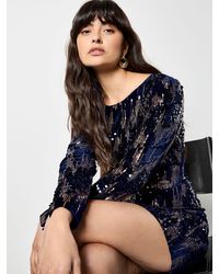 Apricot - Mixed Sequin Velvet Long Sleeve Bodycon Dress - Lyst